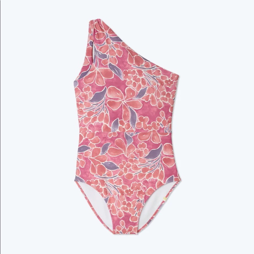 NWT Summersalt The Ruched Sidestroke One Piece Swimsuit, Floral One shoulder